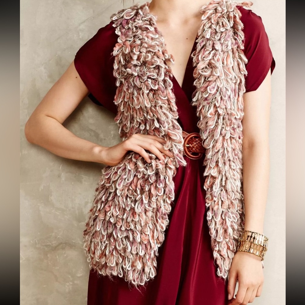 NWT ANTHROPOLOGIE $148 Cozy HAND KNIT BY DOLLIE SHERBET LOOP VEST Size M/L
